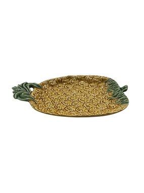 Bordallo Pinheiro Pineapple Dish: Embossed Ceramic Tray, Portugal